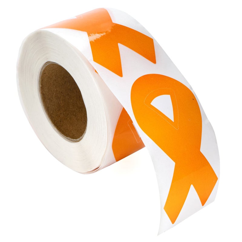 Fundraising For A Cause 250 Large Orange Ribbon Stickers (1 Roll) (250 Stickers) - Image 2